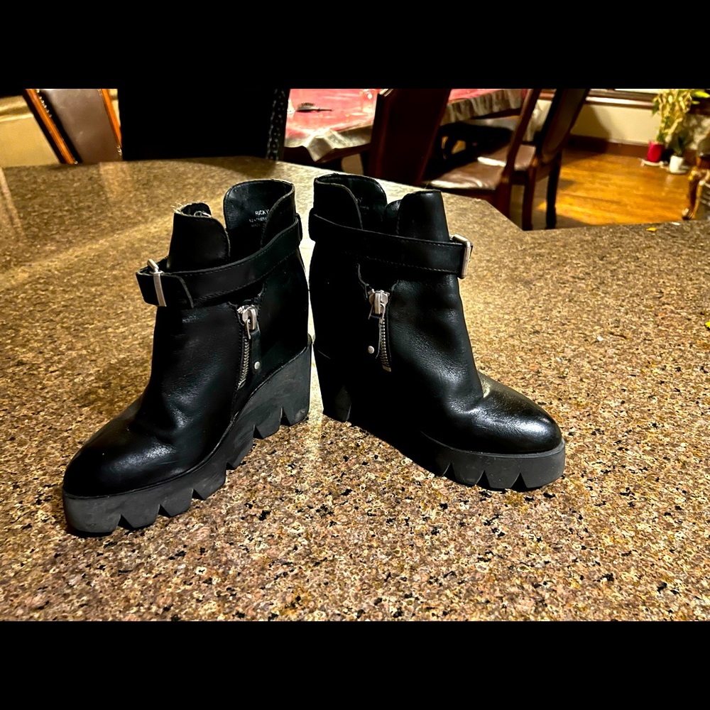 Ash hide heel ankle boots
